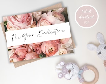 Dedication Card, Baby Dedication Card, Happy Dedication, On Your Dedication, Baptism Card, Christening Card, Printable, Instant Download