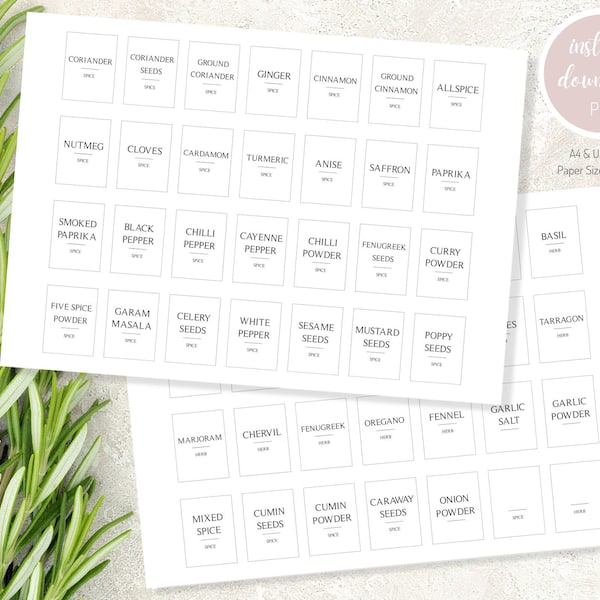 Herb Spice Labels Etsy