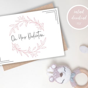 Tarjeta de dedicación, tarjeta de dedicación del bebé, dedicación feliz, en su dedicación, tarjeta de bautismo, tarjeta de bautizo, imprimible, descarga instantánea