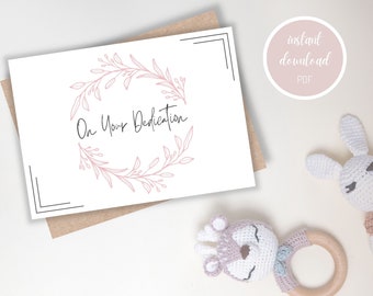 Dedication Card, Baby Dedication Card, Happy Dedication, On Your Dedication, Baptism Card, Christening Card, Printable, Instant Download