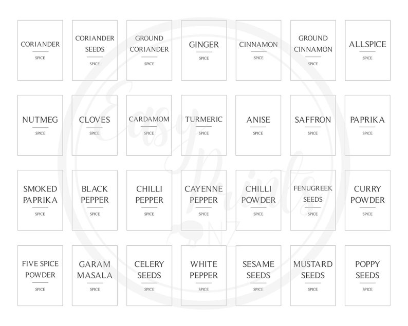 56 Modern Farmhouse Herbs and Spices Labels, Labels for Herb and Spice Jars, Black and White
