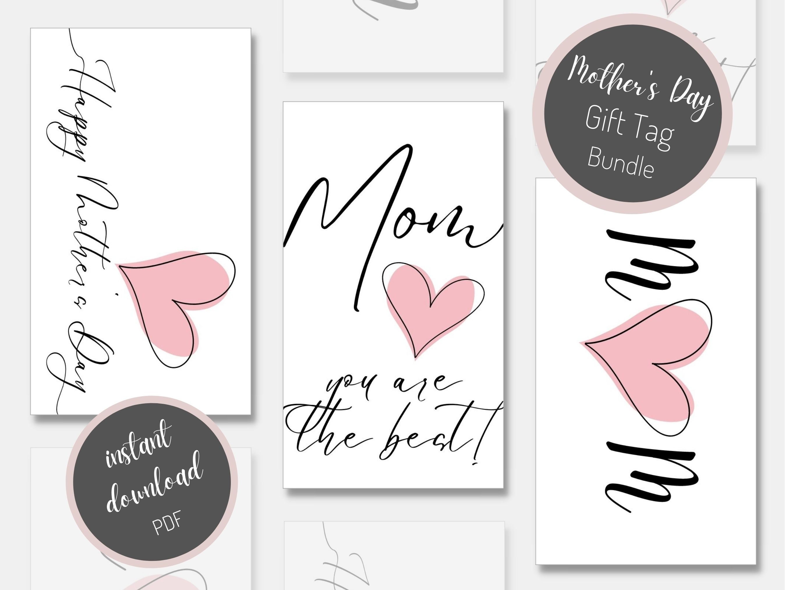 Mother's Day Gift Tags, Printable PDF, Instant Download, Happy Mother's