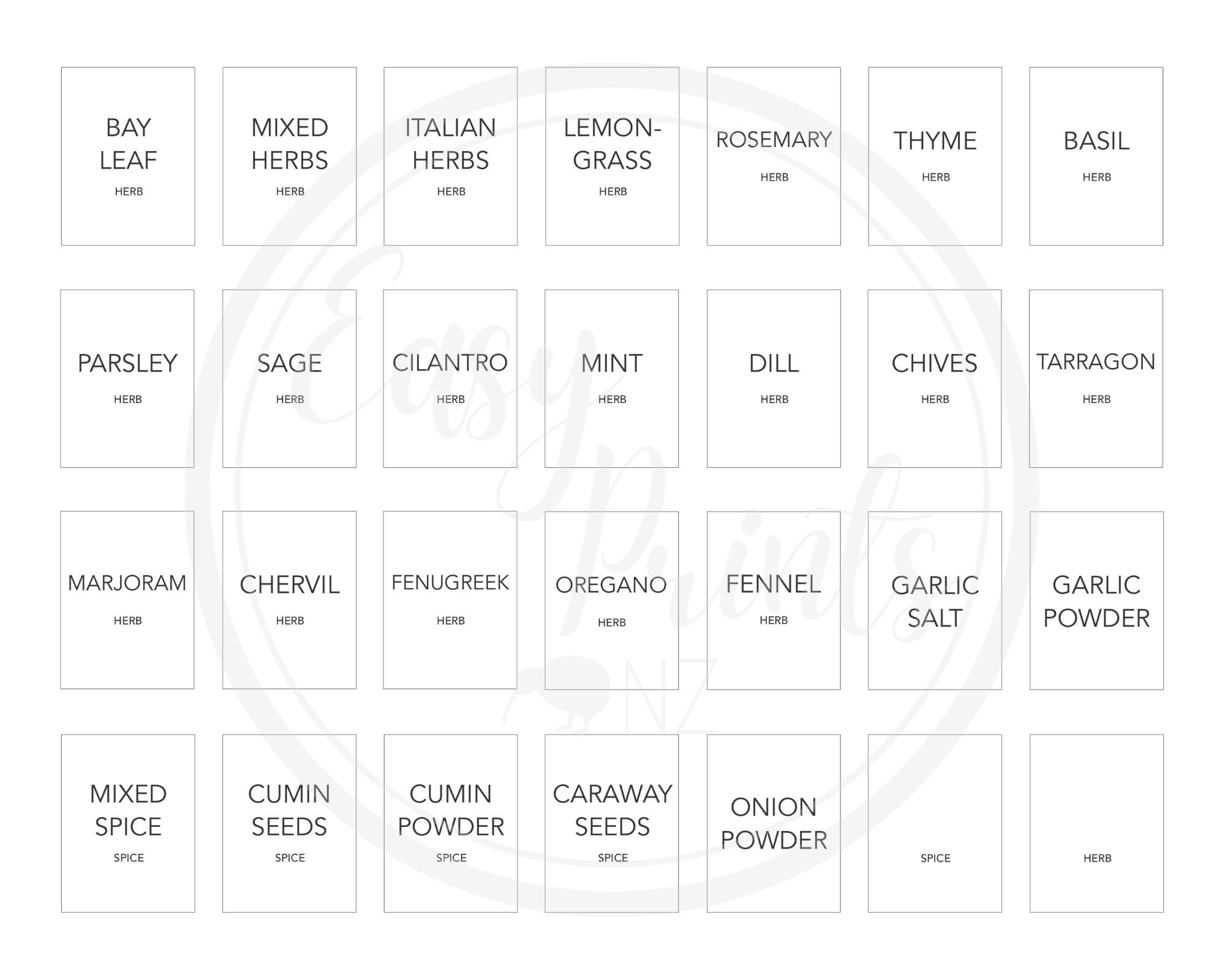 56 Herb and Spice Labels Printable Labels for Herb and Spice Etsy