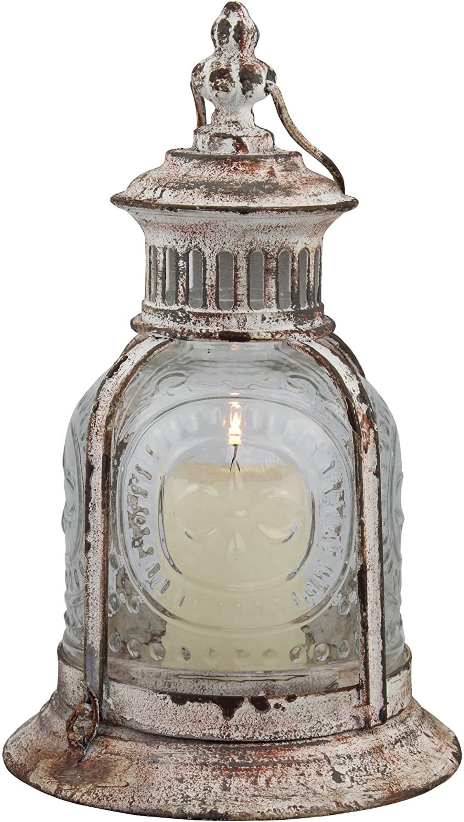 Antique Candle Lantern White Metal Lantern Rustic Candle Etsy
