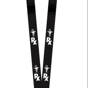 PHARMACY LANYARD BLACK, Badge holder/key holder with 2 breakaways, Pharmacy Gift, Pharmacist Gift, Pharmacy Tech Gift, Pharmacy Assistant