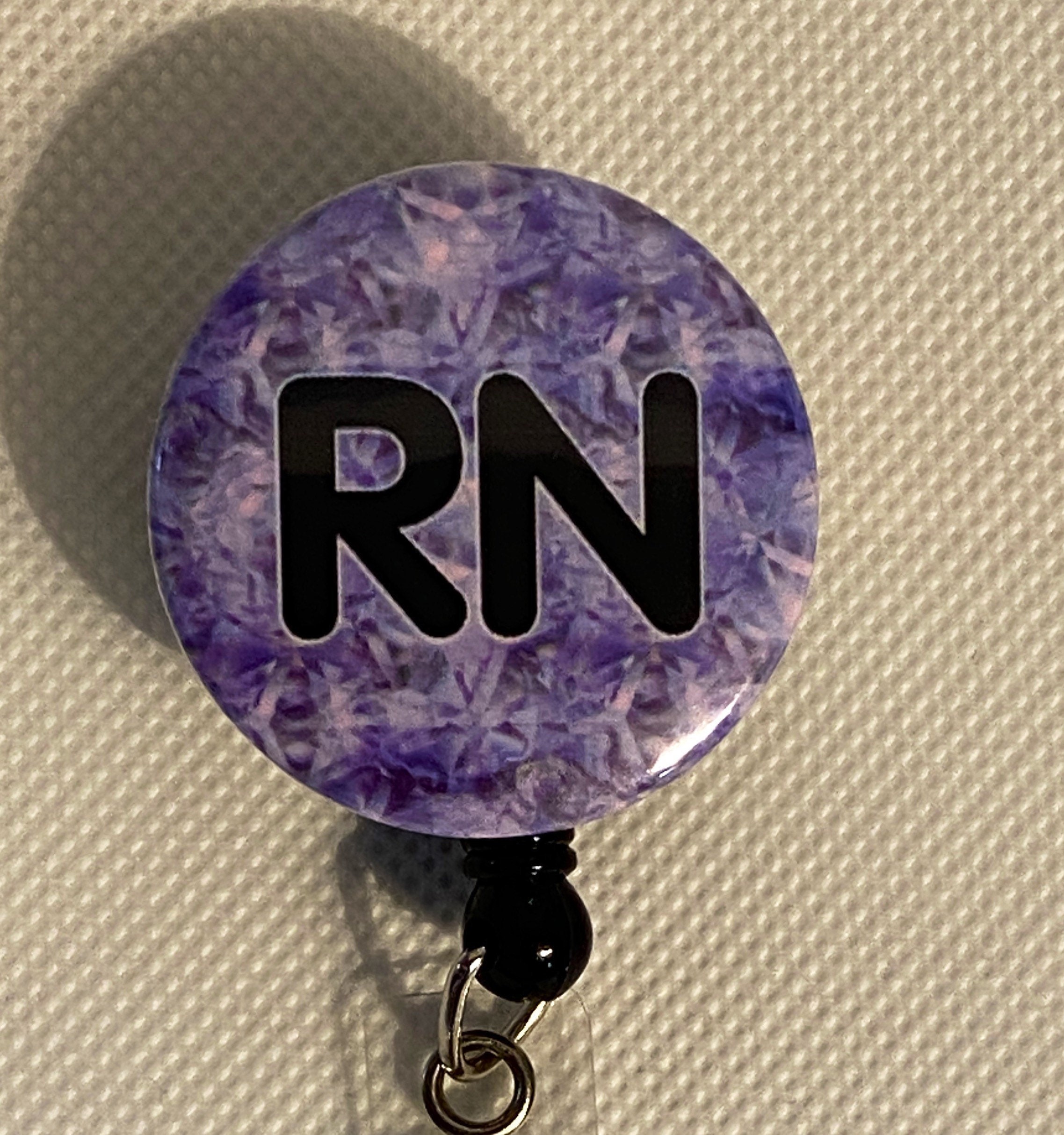 Purple Rn BADGEREEL, Registered Nurse Badge Reel, ID Holder, Nursing Gift