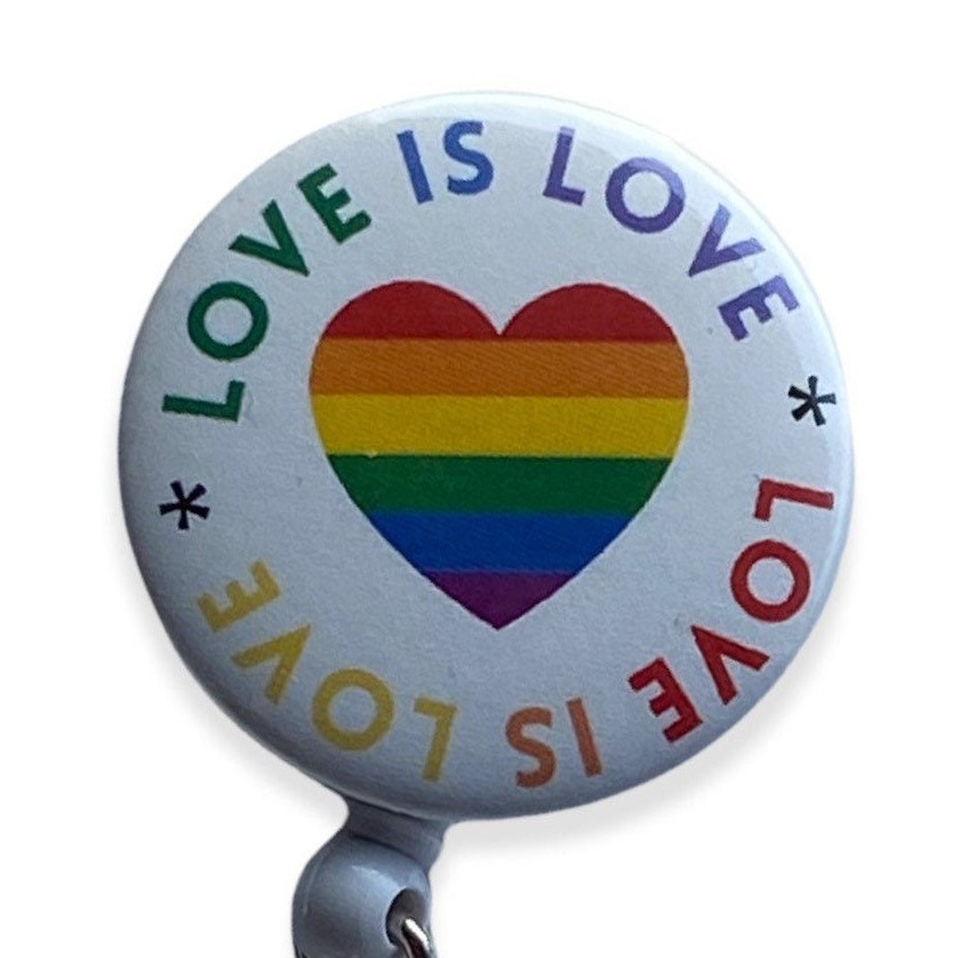 PRIDE BADGE REEL, Love is Love Badge Reel, Pride, Pride Gift 