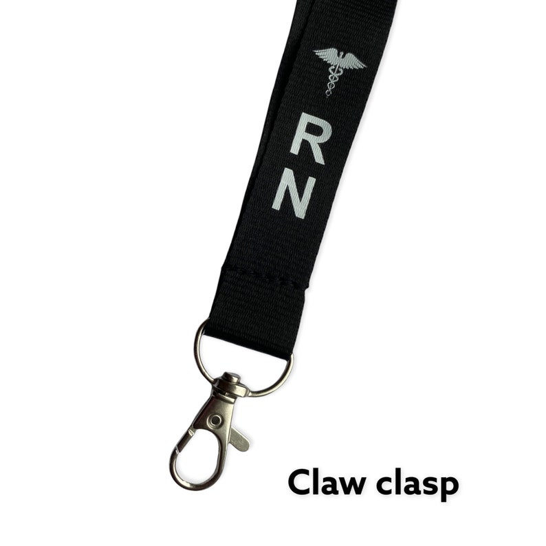 RN LANYARD BLACK, Badge holder/key holder with 2 breakaways, Nurse Gift image 4