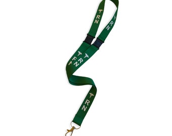 GREEN RN LANYARD, Badge holder/key holder with 2 breakaways, Nurse Gift