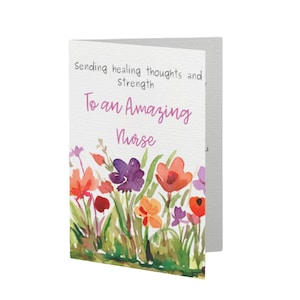 Beautiful Watercolor Get Well Soon Card for Nurses | Thoughtful Healing Wishes for Nurses