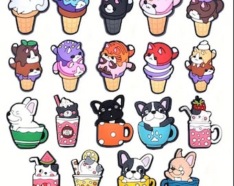 Cream & Tea Cat and Dog Shoe Charms