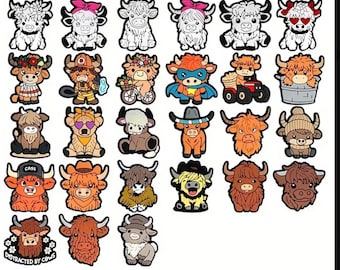 Highland Cow Shoe Charms