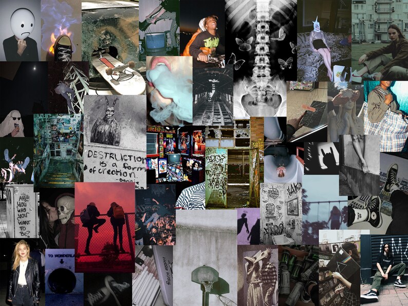 Wall collage kit Grunge collage kit Aesthetic gothic collage | Etsy