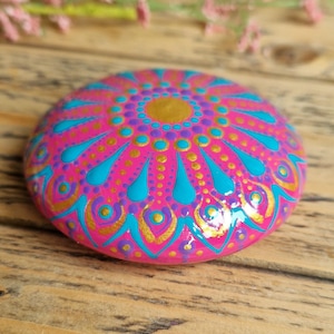 Mandala Stone Mandala Rock, Mandala Decor Mandala art Hand Painted Mandala Stone Unique Gift For Her Mandala Ornament Meditative Art Dot Art