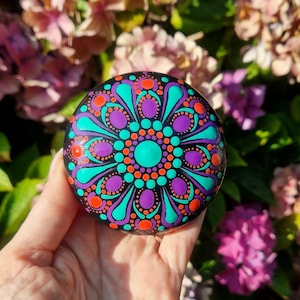 Mandala Stone Mandala Ornament Home Decor Ornament Gift Unique Handmade Hand Painted Hand Crafted mandala Unique Gift Decorative Mandala Art