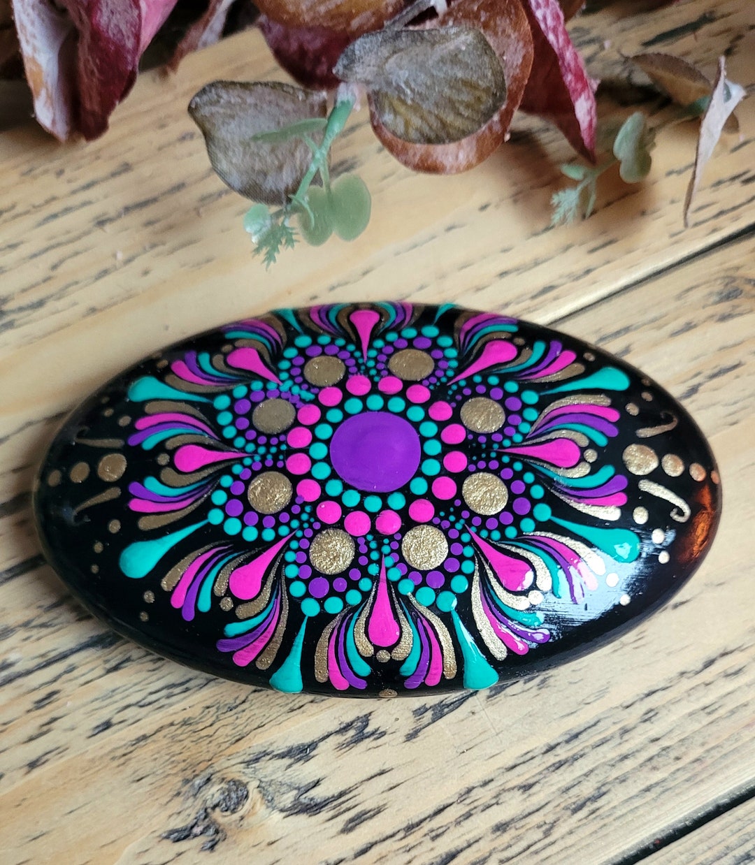 Mandala Stone Mandala Rock Mandala Pebble Oval Mandala Stone Home Decor ...