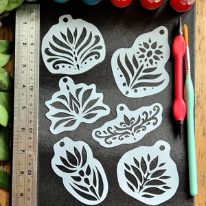 Plantillas de mandala floral (juego de 6 diseños), herramientas reutilizables para pintar con puntos de Mylar.