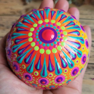 Mandala Stone Hand Painted Mandala Stone Home Decor Dot Art Home Decor Unique Ornament Mandala Art Gift Handmade Handmade Hand Crafted Art