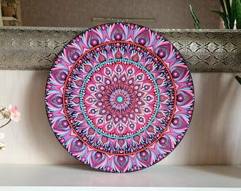 Hand Painted Mandala Wall Art, Sacred Geometry, Boho Decor (46 cm)