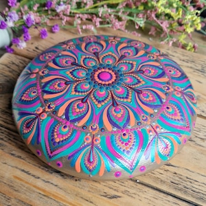 Extra Large Mandala Stone Mandala stone Mandala Painting Mandala Art Handmade Mandala Stone Ornament Meditation Home Decor Unique Decor Gift