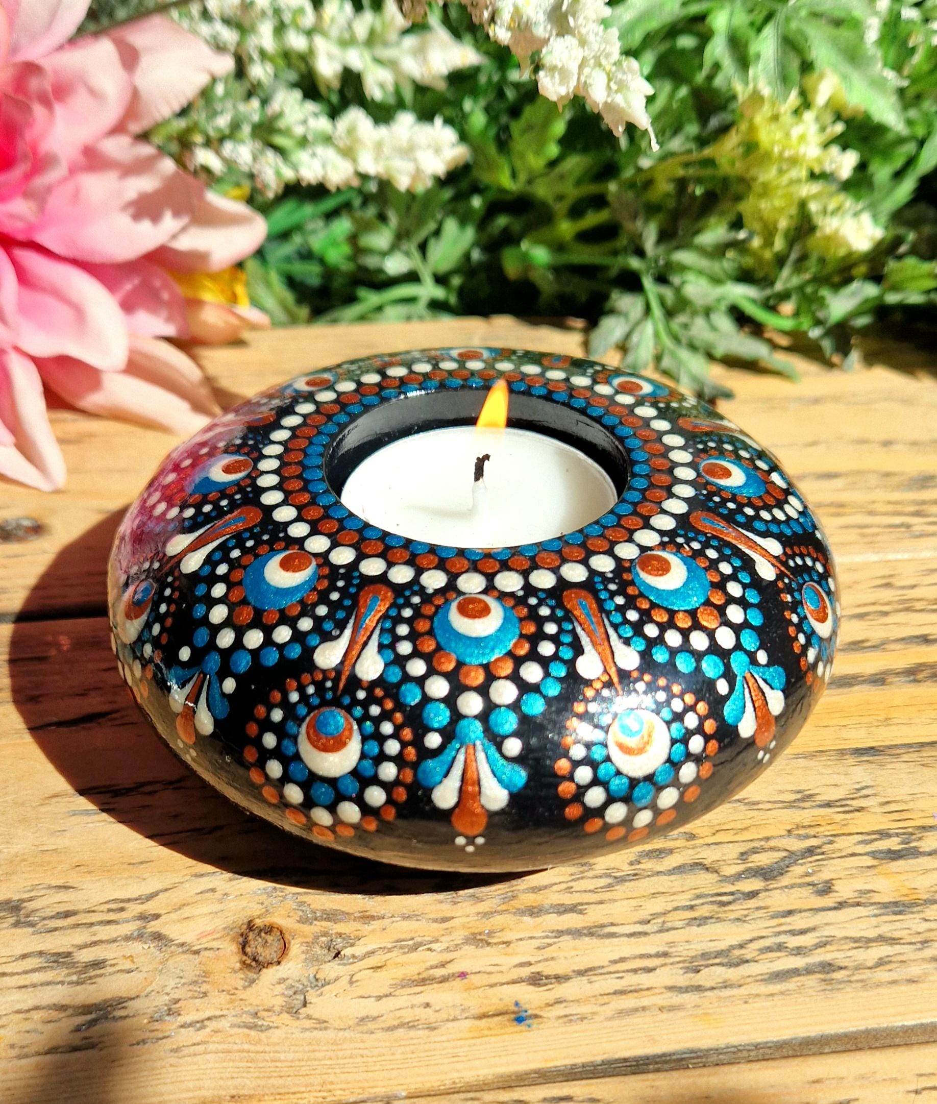 Hand Painted Mandala Tealight Holder