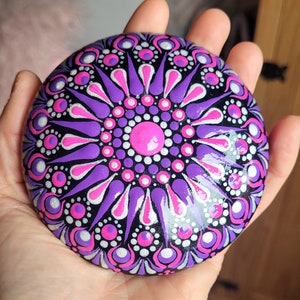 Hand Painted Mandala Stone Mandala Rock Mandala Decor Home Decor Hand Painted Mandala Unique Gift For Her Ornament Dot Art Meditative Art