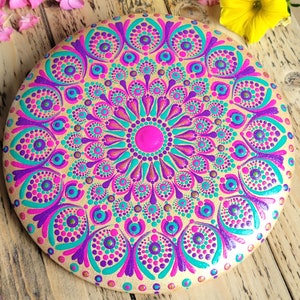 Mandala Stone Mandala Plate Mandala Wall Art Wall Hanging Mandala Wall Art Handmade Mandala Hand Painted Unique Gift Ornament Meditative Art