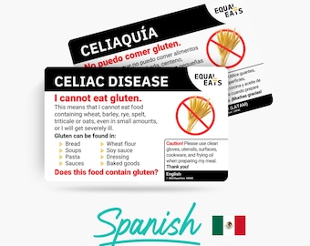 Celiac Disease Gluten Free Card - Spanish English Translation - Equal Eats