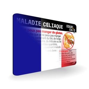 Carte française sans gluten • Carte de restaurant pour la maladie cœliaque • Idées cadeaux de voyage • Sauvegarde d'une carte d'identité d'alerte médicale pour la France • Equal Eats