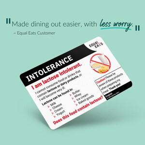 Tarjeta de intolerancia a la lactosa | Pedido en 50 idiomas | Tarjetas de traducción dietética de Equal Eats imagen 10