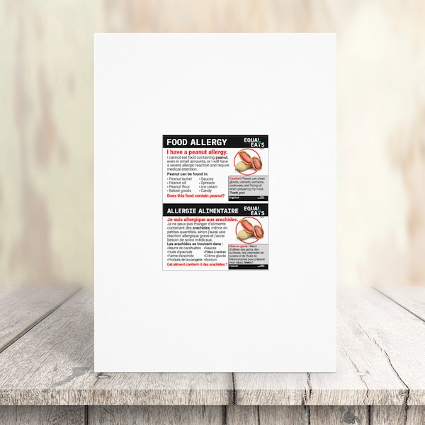 Printable French Peanut Allergy Alert Card (Digital Download) - Save and Show on your Phone - Print Multiple Copies