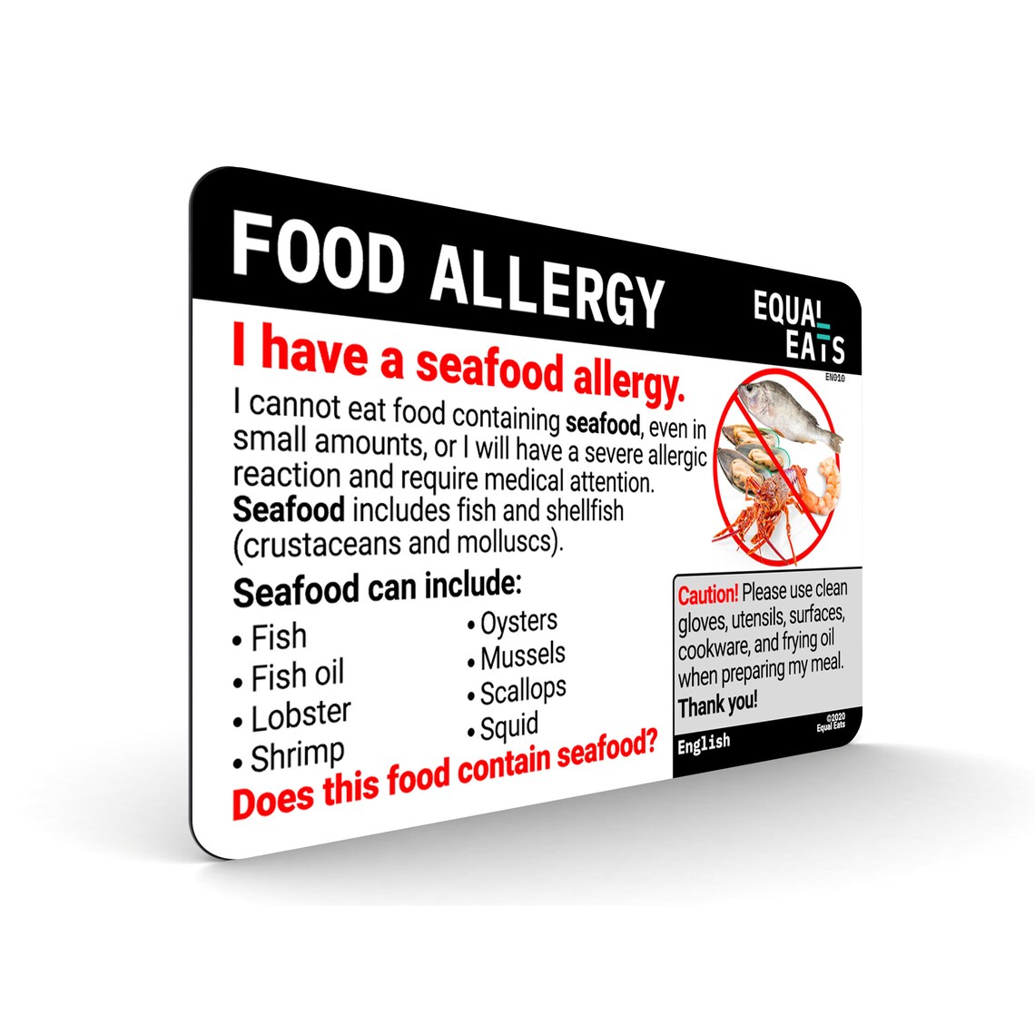 Seafood Allergy CardsOrder in 50 LanguagesEqual Eats Allergy Etsy