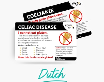 Dutch Celiac Disease Allergy Card - Gluten Free Translation Card