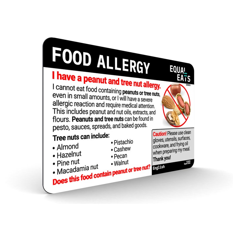 Spanish Tree Nut Allergy Translation Cards for Latin America Etsy