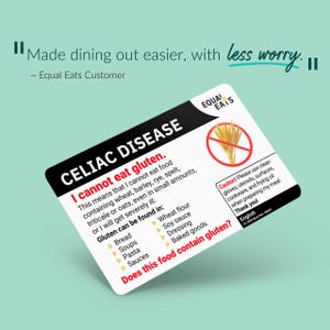 Plastic Gluten-Free Translation Card for Celiac Disease | Restaurant & Travel Dining Card | Choose 58 Languages | Medical Alert image 5