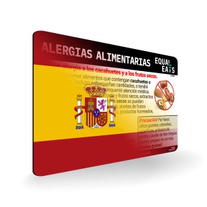 Spanish Peanut and Tree Nut Allergy Translation Card | Eat Safely in Spain | Peanuts and Nuts in Spanish