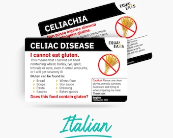 Italian Gluten Free Chef Card • Restaurant Card for Celiac Disease  • Equal Eats