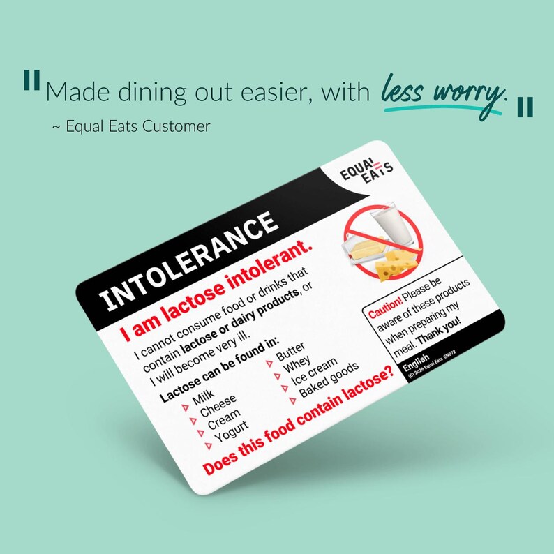 Lactose Intolerance Card｜Order in 50 Languages｜Equal Eats Dietary Translation Cards image 9