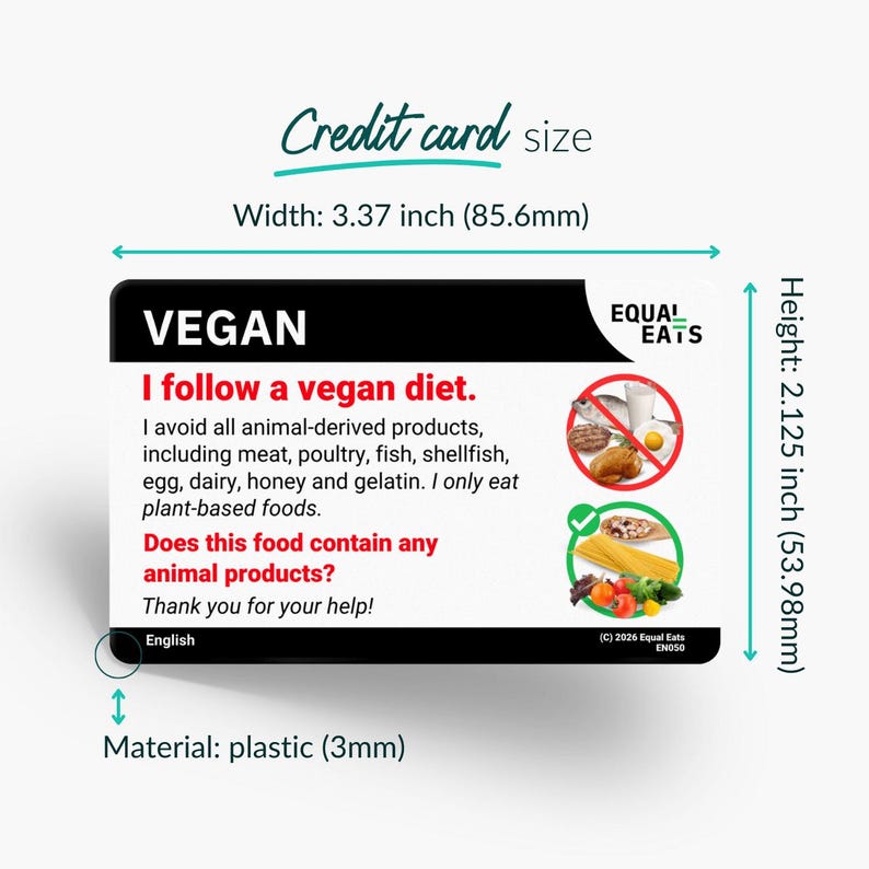 Vegan Diet Translation Card｜Order in 50 Languages｜Equal Eats Dietary Translation Cards image 4