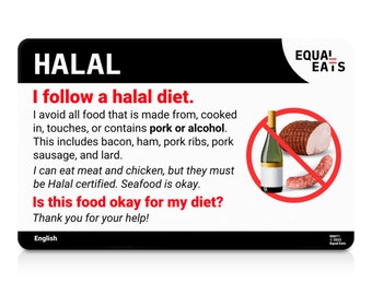 Halal Diet Cards｜Order in 50 Languages｜Equal Eats Dietary Translation Cards