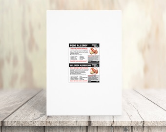 Printable Italian Peanut Allergy Alert Card (Digital Download) - Print and Fold and Use in Italy