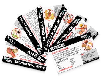 Professional Food Allergy Translation Card • Plastic Chef Card  • Select from 50 Languages • Peanut, Nuts, Egg, Milk, Shellfish, Fish + more