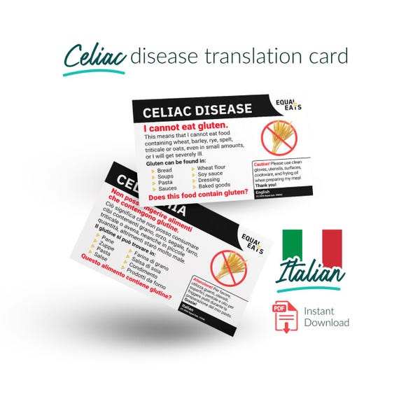 イタリア語版セリアック病翻訳カード - グルテンフリーガイド（PDF