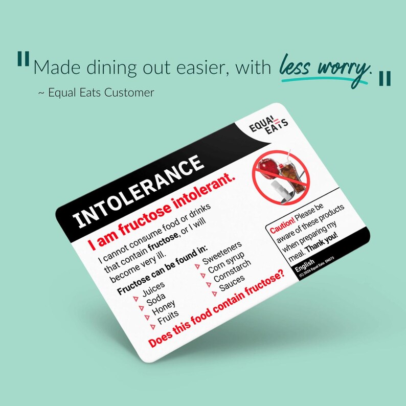 Fructose Intolerance Card - Equal Eats Food Allergy Alert image 10