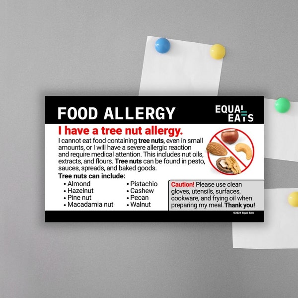 Italian Tree Nut Allergy Card Etsy