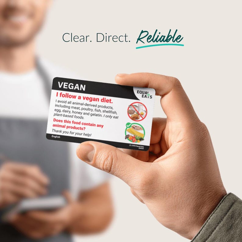 Vegan Diet Translation Card｜Order in 50 Languages｜Equal Eats Dietary Translation Cards image 3