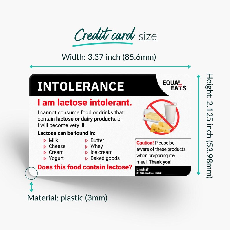 Lactose Intolerance Card｜Order in 50 Languages｜Equal Eats Dietary Translation Cards image 4