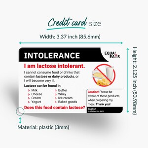 Tarjeta de intolerancia a la lactosa | Pedido en 50 idiomas | Tarjetas de traducción dietética de Equal Eats imagen 4