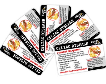 Celiac Disease Translation Cards • Gluten Free Dining (5-Pack)