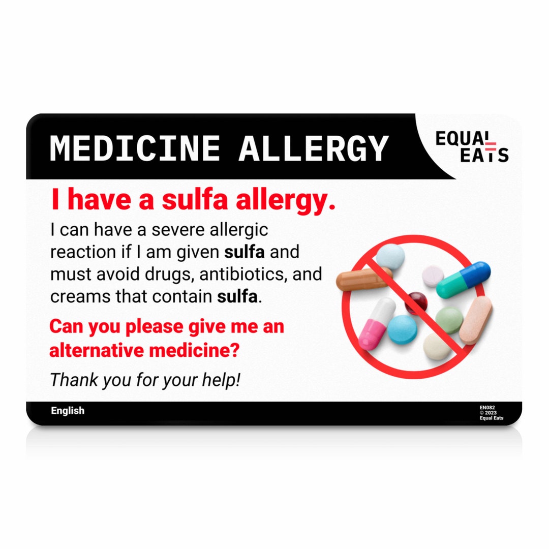 Sulfa Allergy Card Medical Alert ID Card for Medication Allergy Dad